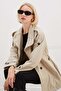 Belted Stand Collar Buttoned Trench Coat
