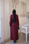 Burgundy Mercerized Stone Embellished Knitwear Dress - 5