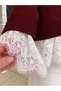 Lace Detailed Crew Neck Oversized Knit Sweater - 3