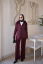 Modest Two Piece Set - Burgundy - Long - 2
