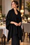 Pack of 10 Restaurant and Cafe Shawls Black 75X175 cm Thin Fleece Shoulder Shawls - 3