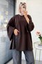 Premium Asymmetrical Cut Waist-Tie Blouse - Brown - 6