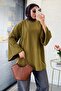 Premium Asymmetrical Cut Waist-Tie Blouse - Oil Green - 2
