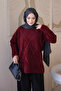 Burgundy Angora Sequin Embroidered Casual Knitwear Sweater