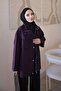 Plum Zippered Snap Fastener Gabardine Jacket