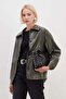 Buttoned Double Pocket Faux Leather Jacket