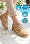 Beige Genuine Leather Anatomical Women's Casual Shoes Z543 Z - 3