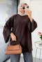 Premium Asymmetrical Cut Waist-Tie Blouse - Brown - 3