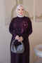 Plum Mercerized Floral Knitwear Dress - 3