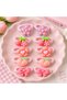 Colorful Hair Clip Set with Flower and Heart Figures, Children's Hair Ties, 10 Pieces - Pink - 2