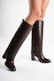 Women's Winter Bitter Brown 2-in-1 Boots with Removable Heel and Thick Heel, Both Boots and Ankle Boots - 5