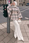 Belted Plaid Poncho Tsd260294 Pink