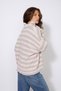 Stand-Up Collar Striped Zippered Oversize Knitwear Cardigan Gray-Pudra - 6