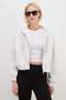 3 Thread Zipper Hooded Bat Sleeve Crop Sweatshirt - 2