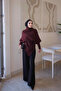 Burgundy Asymmetrical Cut Belted Soft Knit Sweater - 3