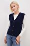 Buttoned V-Neck Knitwear Vest