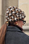 Women's Soft Furry Beret with Houndstooth Pattern - 2