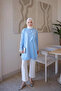 Baby Blue Cold Yarn Floral Detailed Knitwear Tunic - 3