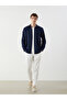 Navy Blue Slim Fit Long Sleeve Gabardine Men's Shirt - 2