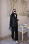 Black Hooded Tunic with Pants and Stone Embellishments Knitwear Set - 2