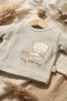 Lulla Cloud Baby Green Teddy Bear Embroidered 3-Piece Hospital Discharge Set - 100% Cotton Jacquard Bodysuit, Booties - 6