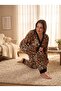 Plus Size Pajama Sets - Brown - Long - 3