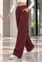 Women's High Waist Wide Leg Palazzo 3 Thread Sweatpants - Burgundy - 3