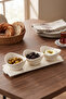 Modern Design 4-Piece, 3-Compartment Ceramic Sauce Bowl, Snack Bowl, and Breakfast Serving Set - 5