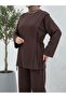 Tunnel Detail Sleeve Folded Trouser Suit - Brown - 3