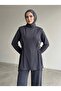 Tunnel Detail Sleeve Folded Trousers Suit-Anthracite - 2