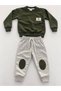 Boys' Crew Neck Sweatpants with Knee Patches and Pockets, Basic Tracksuit Set for Ages 1-5 W0126 - 2