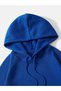 Unisex Saks Blue Basic Hooded Sweatshirt with Pockets - 3