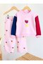 Girl's Woven Gabardine Trousers Tulip Printed Sweatshirt Without Pockets 3-Thread Fabric Top and Bottom Set - 2