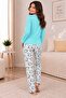 Green Dog Patterned Basic Knitted Patterned Pajama Set - 2