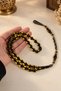 Specially Crafted Zeyve Amber Prayer Beads – Certified Metal Tassel – Gold Black Oval – Single Tassel - 3