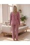 Women's Winter Plus Size Embroidered Patterned Collar Buttoned Long Sleeve Pajama Set - 3