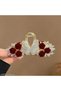Luxury Red Velvet Rose and Stone Butterfly Metal Clasp Hair Accessory in Gold - 4
