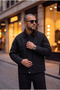 Padded Contrast Collar Basic Coat/Jacket