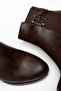 Women's Elastic Side Zipper Brown Heeled Casual Boots 7cm Heel Oval Toe - 4