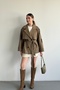New Season Women's Oversize Belt Detailed Double-Breasted Collar Midi Trench Coat - 7
