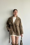 New Season Women's Oversize Belt Detailed Double-Breasted Collar Midi Trench Coat - 6