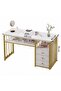 Modern Narrow Console Table And Portable Laptop Desk With Golden Frame - 7