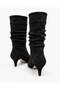 Women's Bellows Short Boots Black Suede - 4