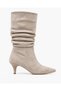 Women's Bellows Short Boots Beige Suede - 2