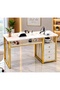 Modern Narrow Console Table And Portable Laptop Desk With Golden Frame