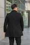 Black Men's Double Breasted Stamp Coat - 4