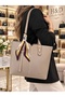 Women's Faux Leather Square Model Shoulder Bag with Scarf Detail