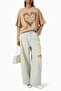 Light Blue Distressed Wide Leg Jeans - Denim Fabric Content - 2