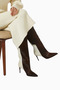 Ember 80 Brown Cow-Print Pony Hair Below-Knee, Pointed Toe Thin Heeled Boots - 2