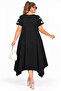 Plus Size Polka Dot Detailed Asymmetrical Cut Short Sleeve Women's Dress - 6